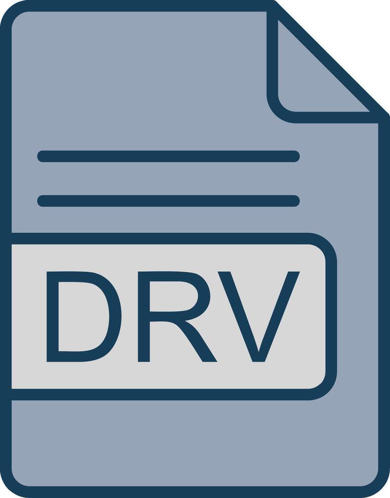 drv Arquivo formato linha preenchidas cinzento ícone vetor