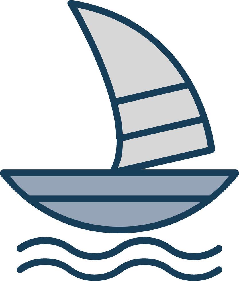 windsurf linha preenchidas cinzento ícone vetor