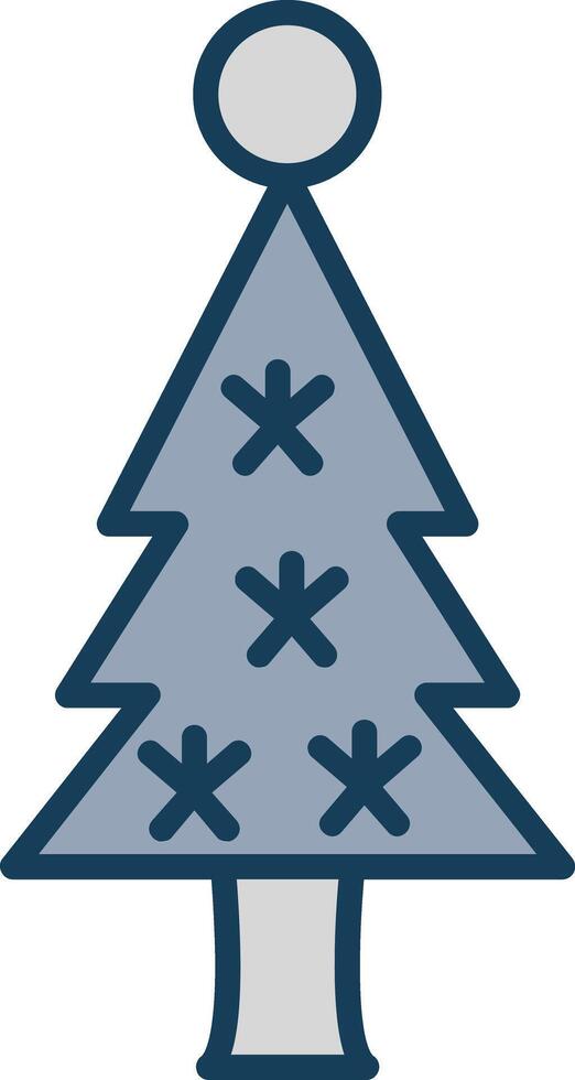 Natal árvore linha preenchidas cinzento ícone vetor