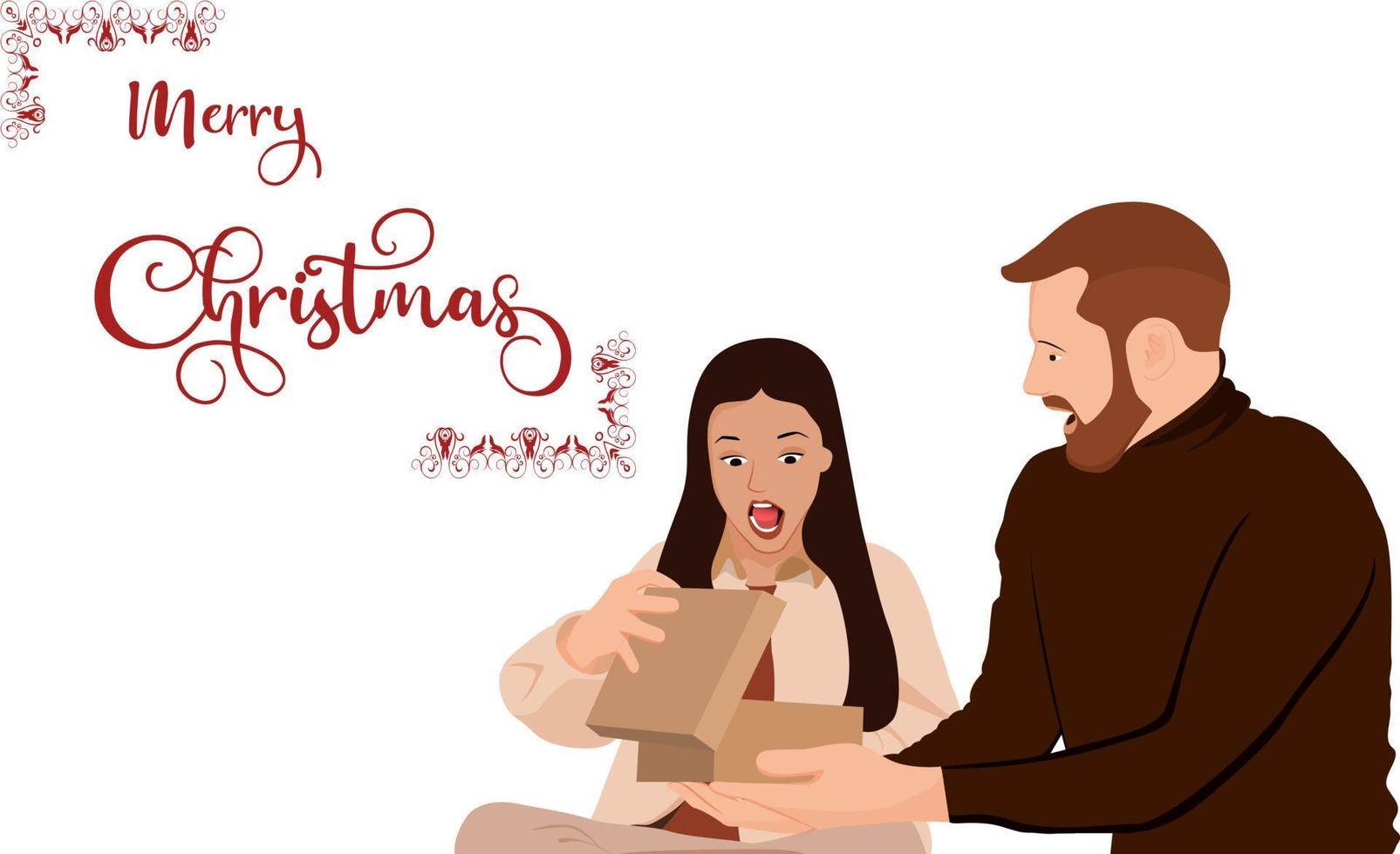 pai surpreendendo a filha dela no dia de Natal, linda garota abrindo seu  presente de Natal. 4348678 Vetor no Vecteezy