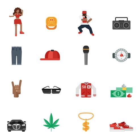 rap music flat icons vetor