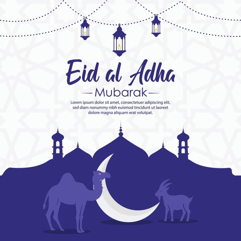 eid al adha Mubarak islâmico cumprimento cartão fundo vetor