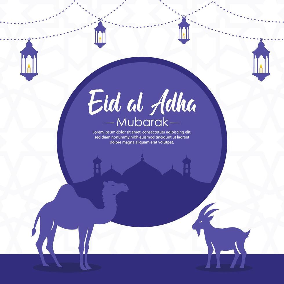 eid al adha Mubarak islâmico cumprimento cartão fundo vetor