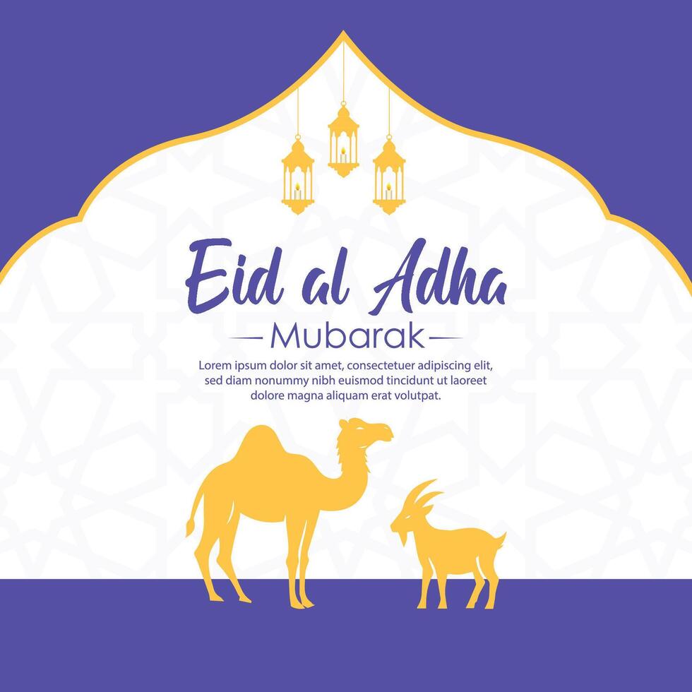 eid al adha Mubarak islâmico cumprimento cartão fundo vetor