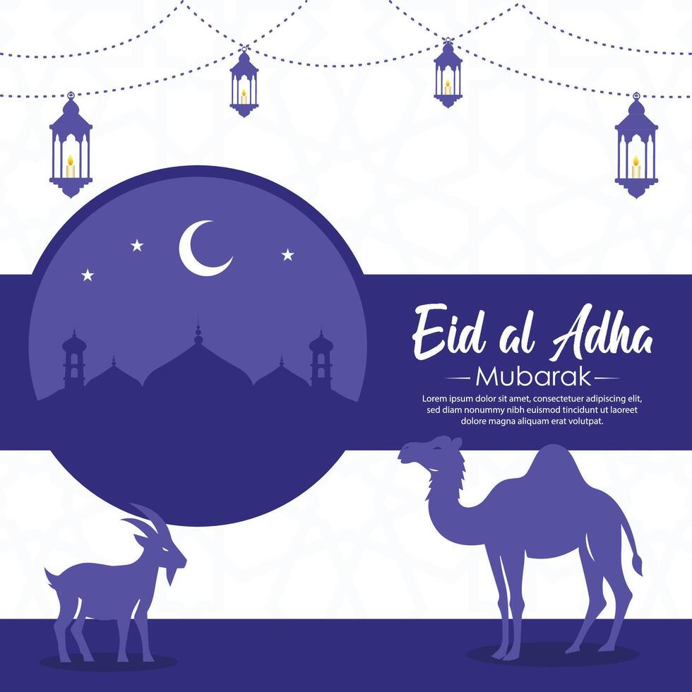 eid al adha Mubarak islâmico cumprimento cartão fundo vetor