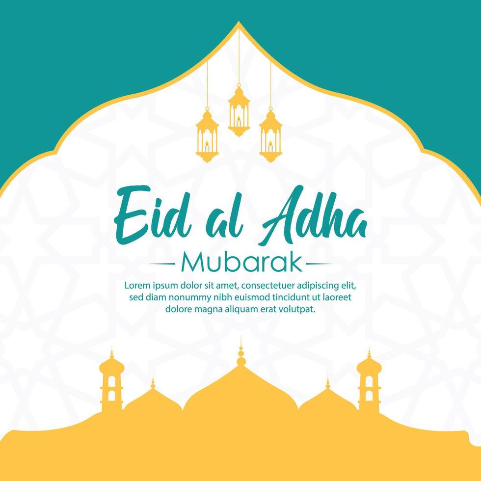 eid al adha Mubarak islâmico cumprimento cartão fundo vetor