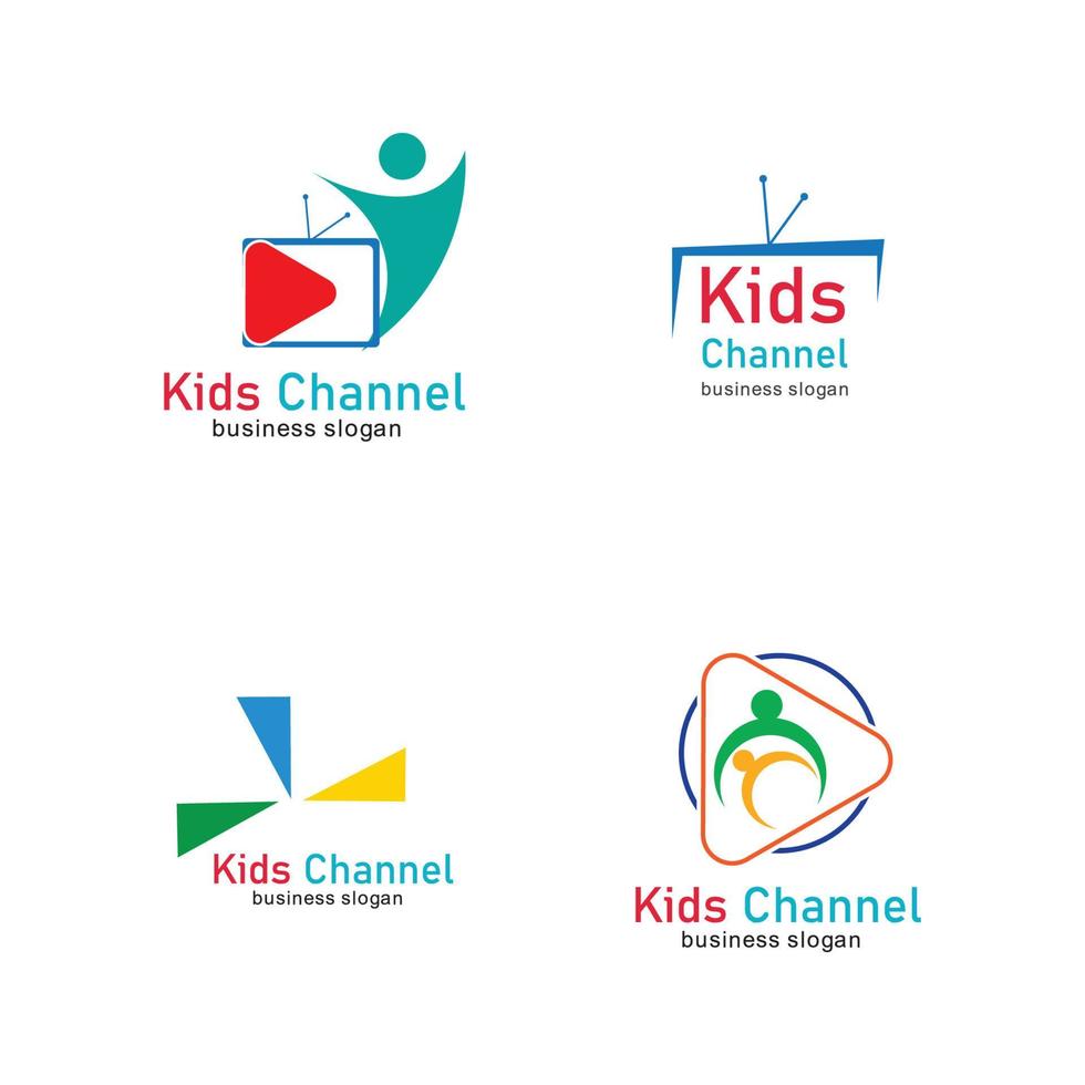 modelo de design de ícone de logotipo de canal infantil. ilustração vetorial vetor