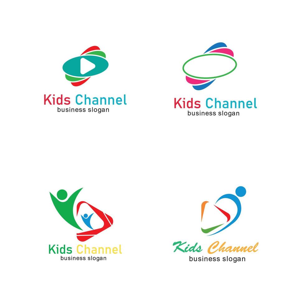 modelo de design de ícone de logotipo de canal infantil. ilustração vetorial vetor