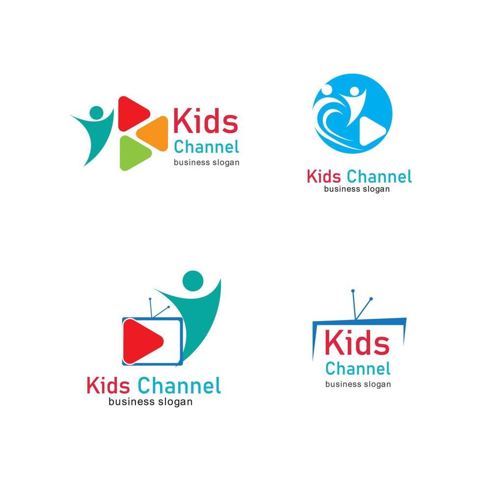 modelo de design de ícone de logotipo de canal infantil. ilustração vetorial vetor