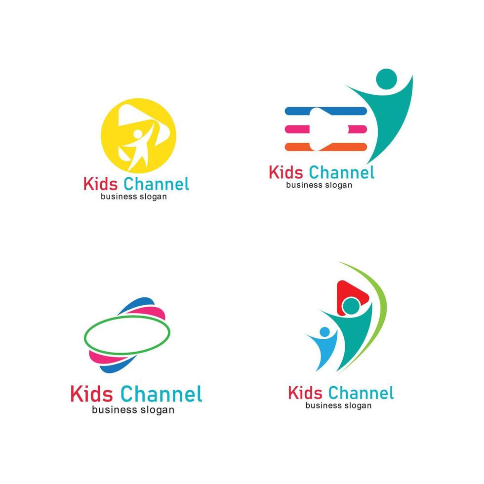 modelo de design de ícone de logotipo de canal infantil. ilustração vetorial vetor