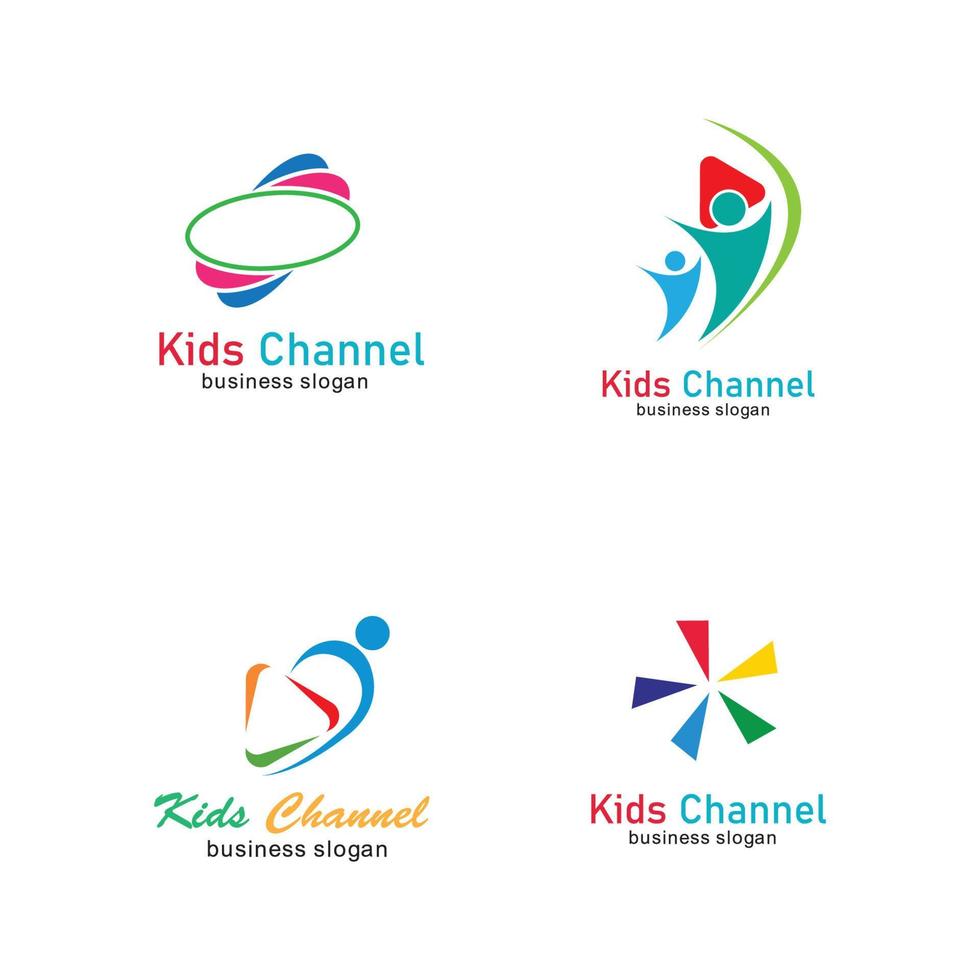 modelo de design de ícone de logotipo de canal infantil. ilustração vetorial vetor