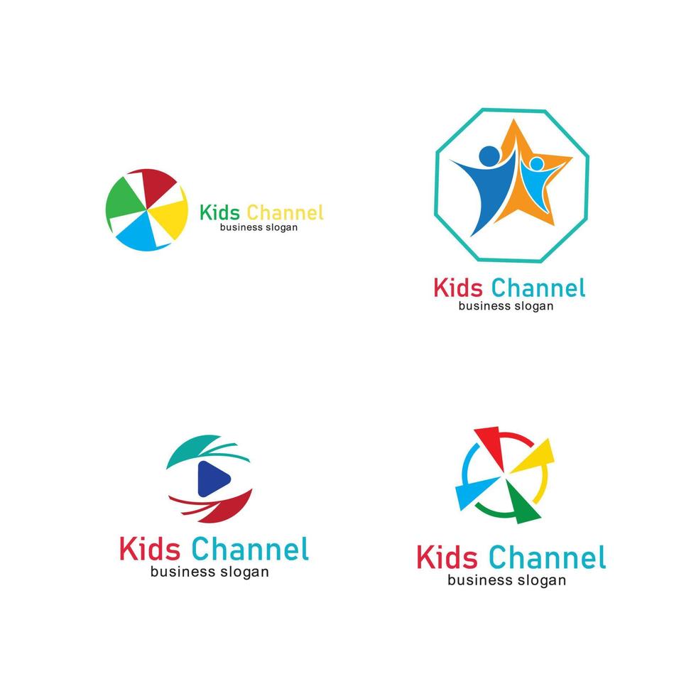 modelo de design de ícone de logotipo de canal infantil. ilustração vetorial vetor