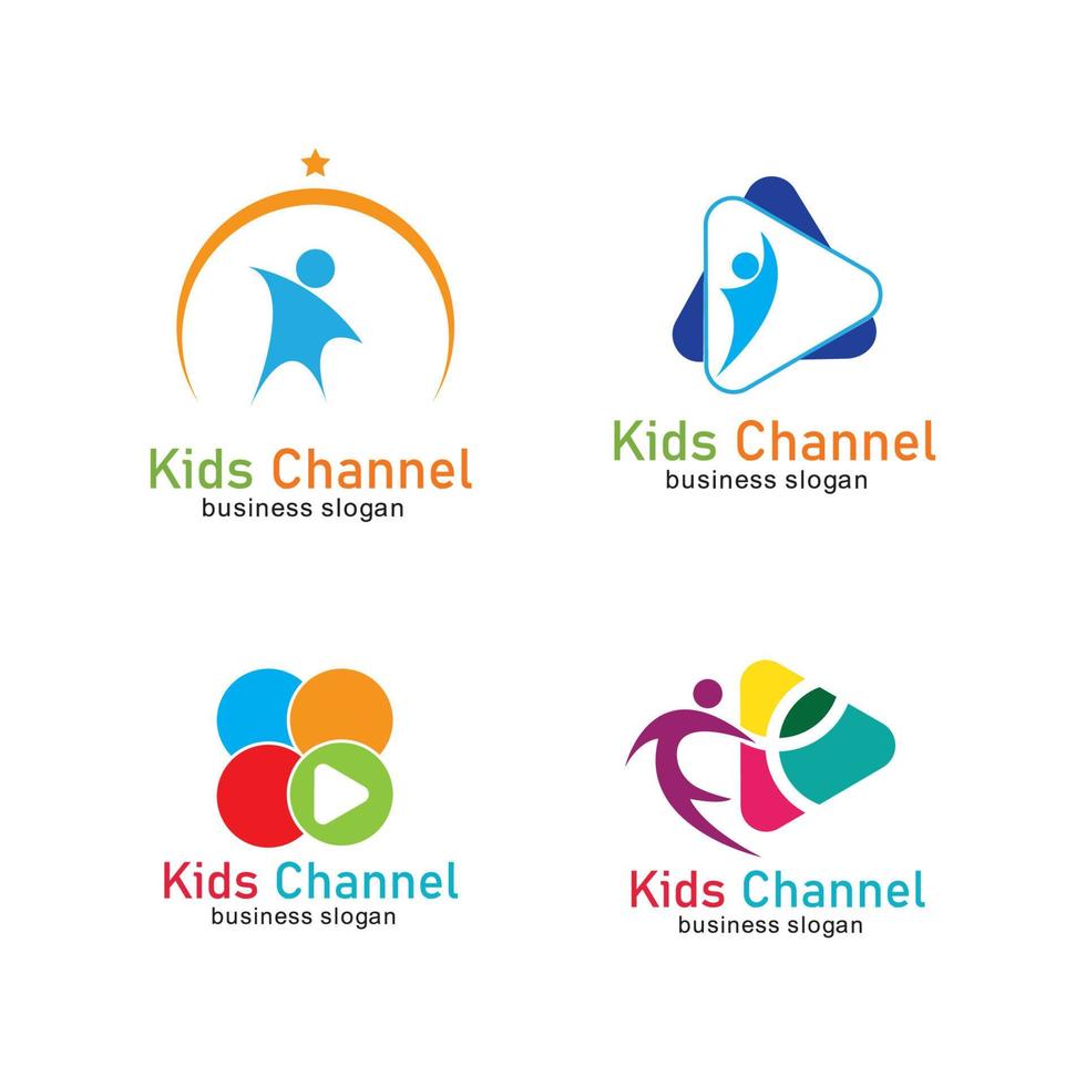 modelo de design de ícone de logotipo de canal infantil. ilustração vetorial vetor