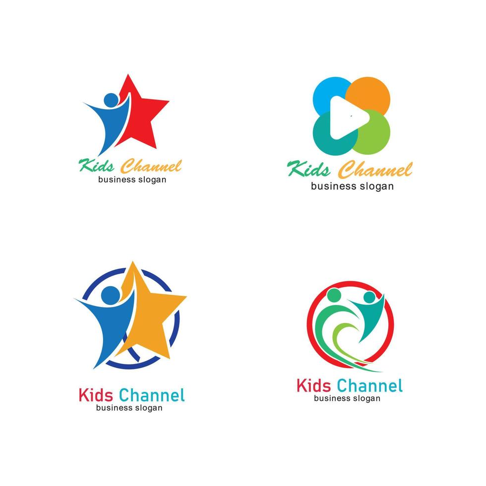 modelo de design de ícone de logotipo de canal infantil. ilustração vetorial vetor