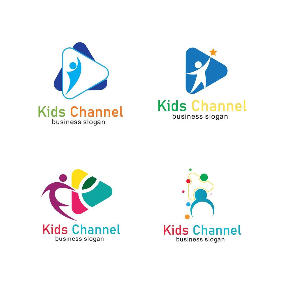 modelo de design de ícone de logotipo de canal infantil. ilustração vetorial vetor