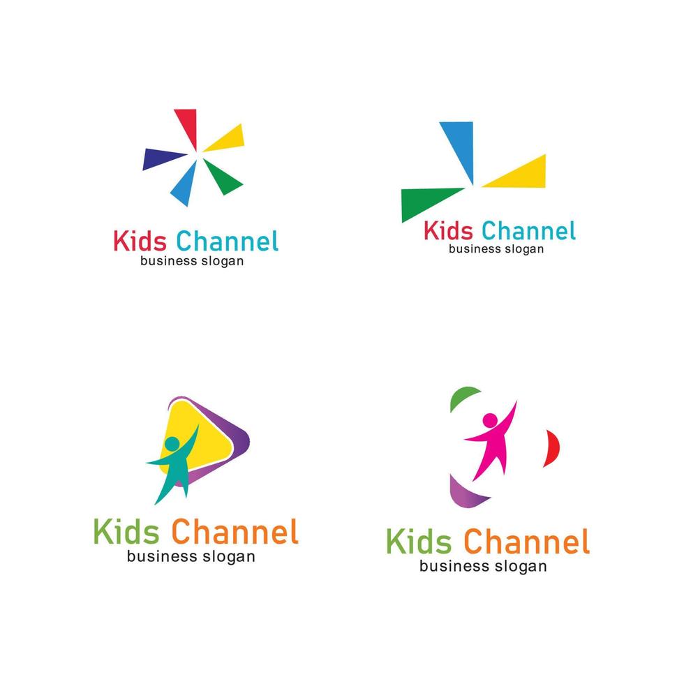 modelo de design de ícone de logotipo de canal infantil. ilustração vetorial vetor