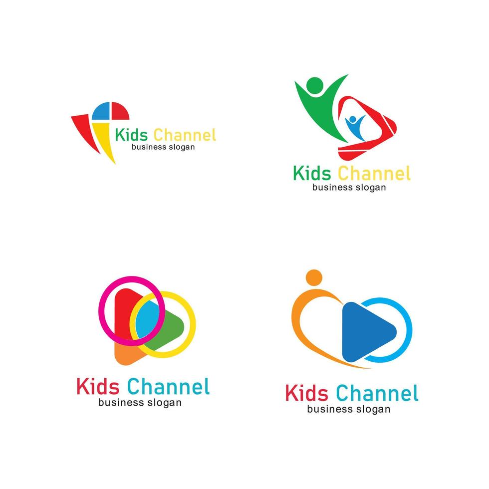 modelo de design de ícone de logotipo de canal infantil. ilustração vetorial vetor