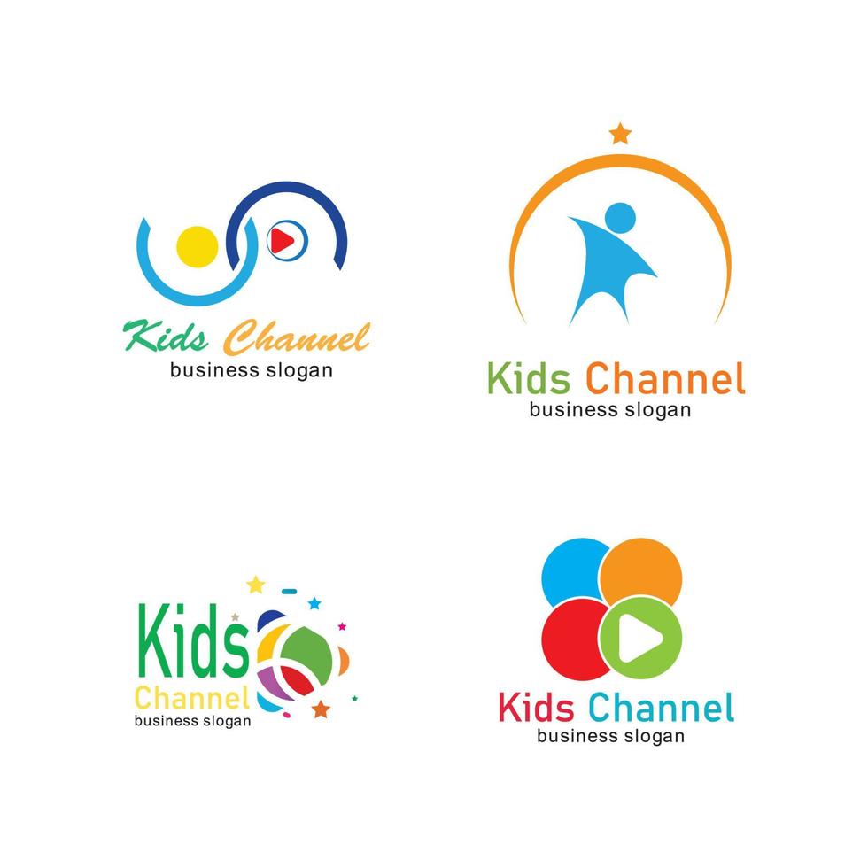 modelo de design de ícone de logotipo de canal infantil. ilustração vetorial vetor