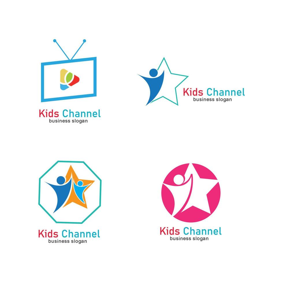 modelo de design de ícone de logotipo de canal infantil. ilustração vetorial vetor