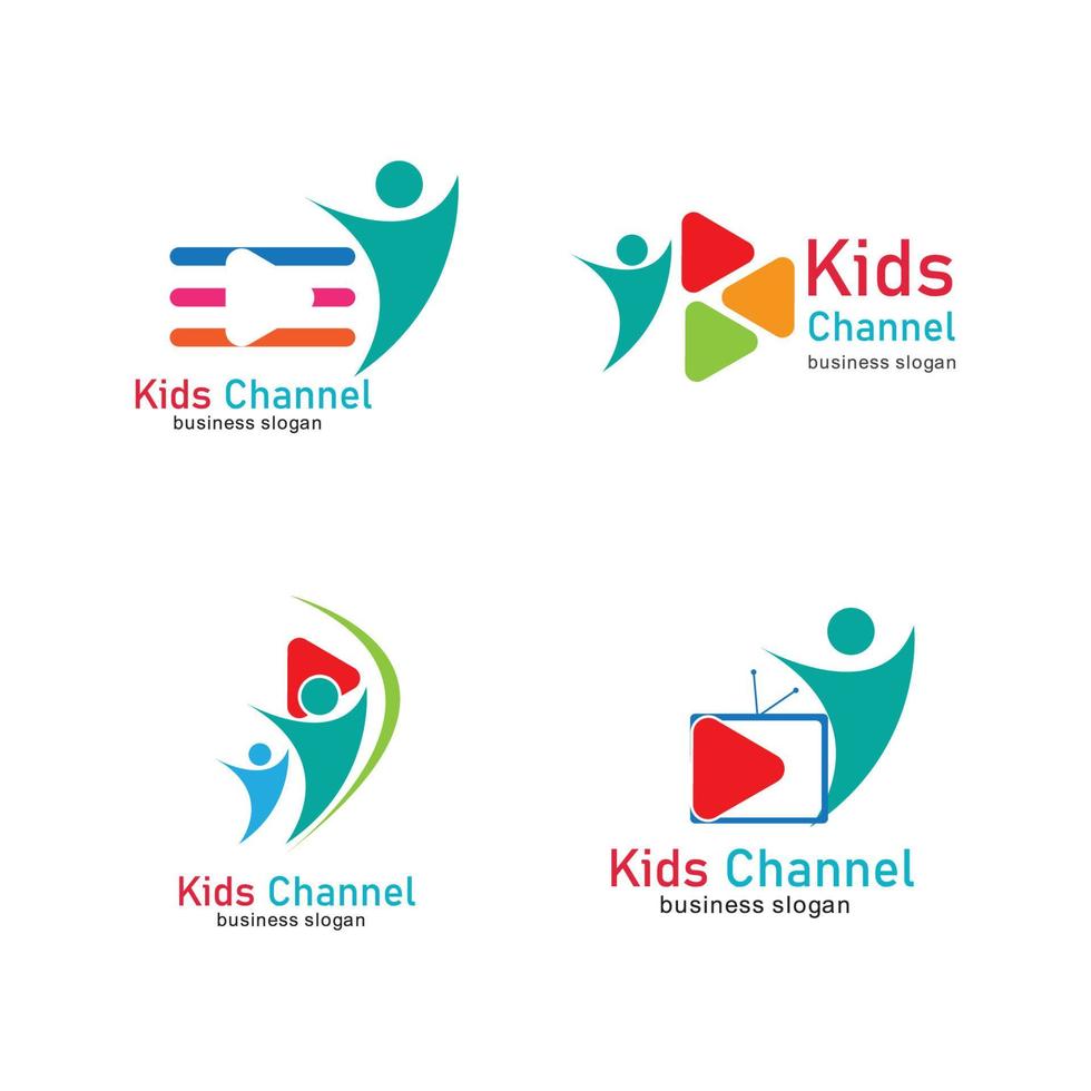 modelo de design de ícone de logotipo de canal infantil. ilustração vetorial vetor