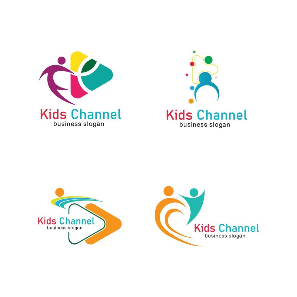 modelo de design de ícone de logotipo de canal infantil. ilustração vetorial vetor