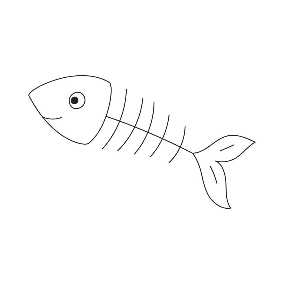 a esqueleto do uma peixe. uma simples esboço ilustração isolado em uma branco fundo. vetor