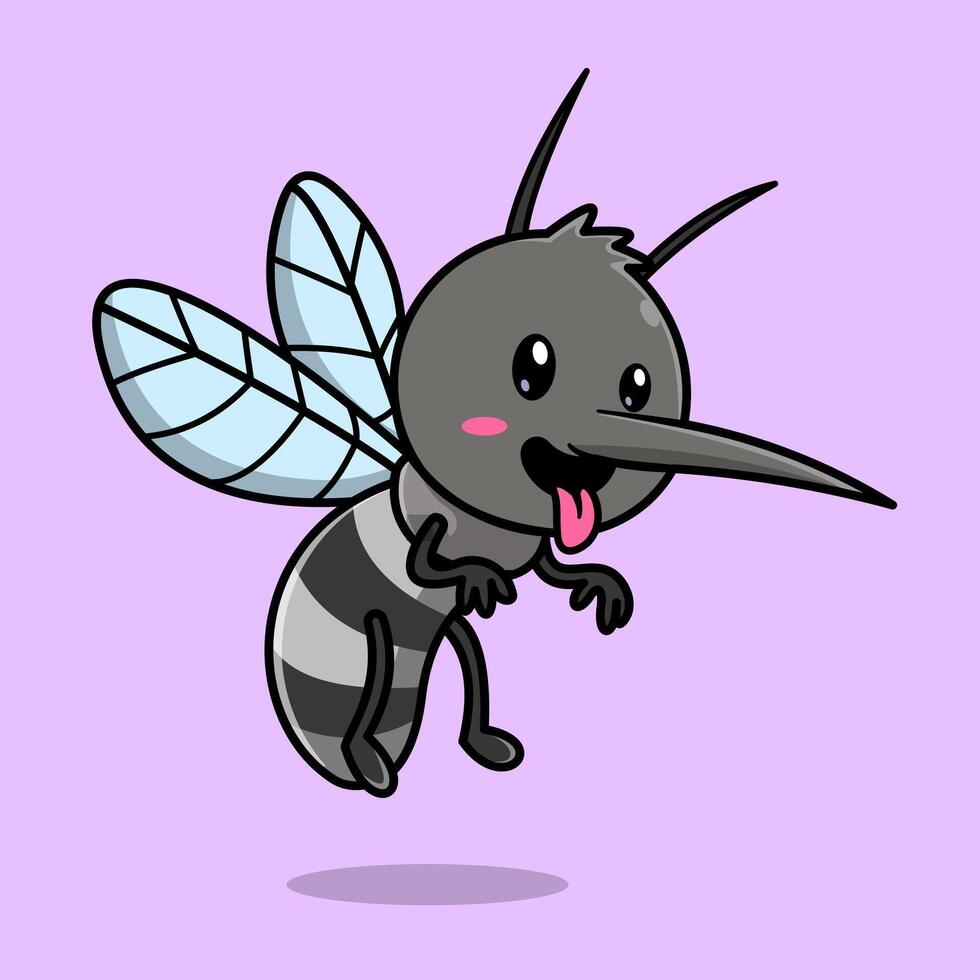 fofa mosquito vôo desenho animado vetor