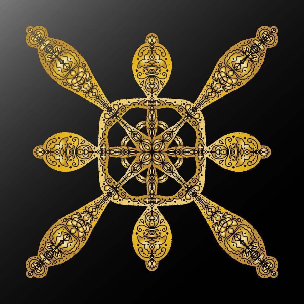 3d mandala caleidoscópio étnico motivos gradiente metálico estilizado floco de neve elemento vetor