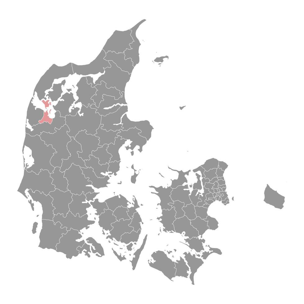 mais forte município mapa, administrativo divisão do Dinamarca. ilustração. vetor