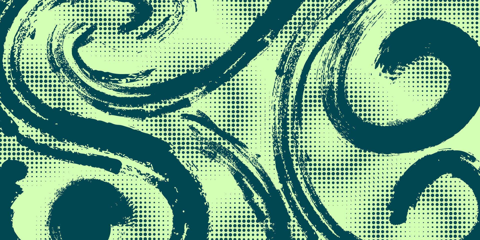 abstrato escova fundo com verde escova textura e meio-tom efeito. retro grunge fundo para bandeira ou poster Projeto vetor