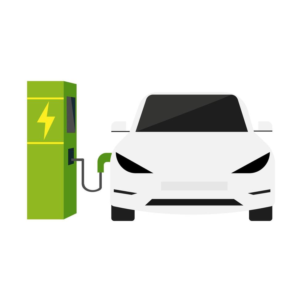 elétrico carro reabastecimento ícone símbolo, ev carro, verde híbrido veículos cobrando ponto logotipo, eco amigáveis veículo conceito, ilustração vetor