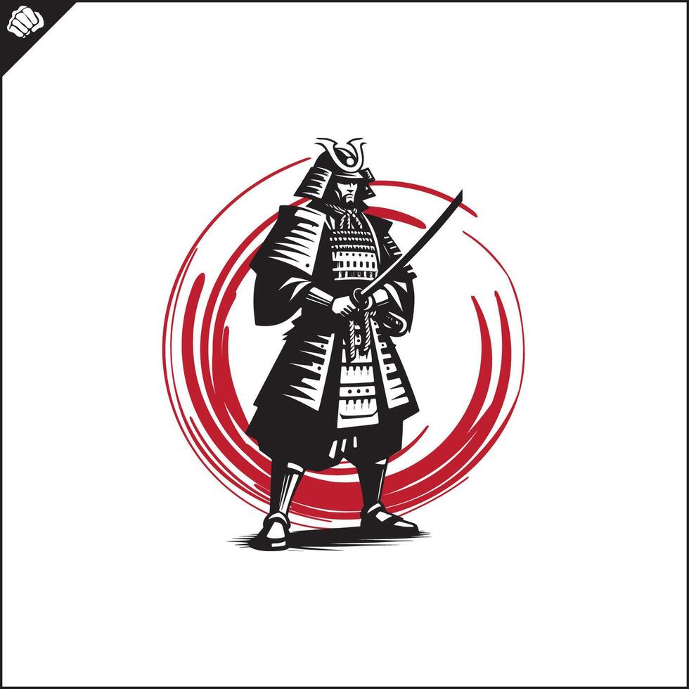 samurai. Japão Guerreiro com Katana sward. vetor