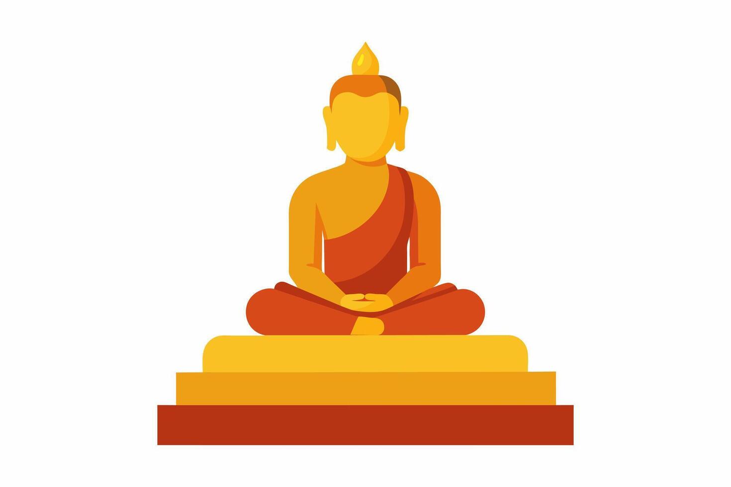 Buda meditando em lótus posição. símbolo do budismo. dourado Buda estátua. isolado em branco pano de fundo. conceito do iluminação, meditação, zen, espiritual despertar. gráfico arte vetor