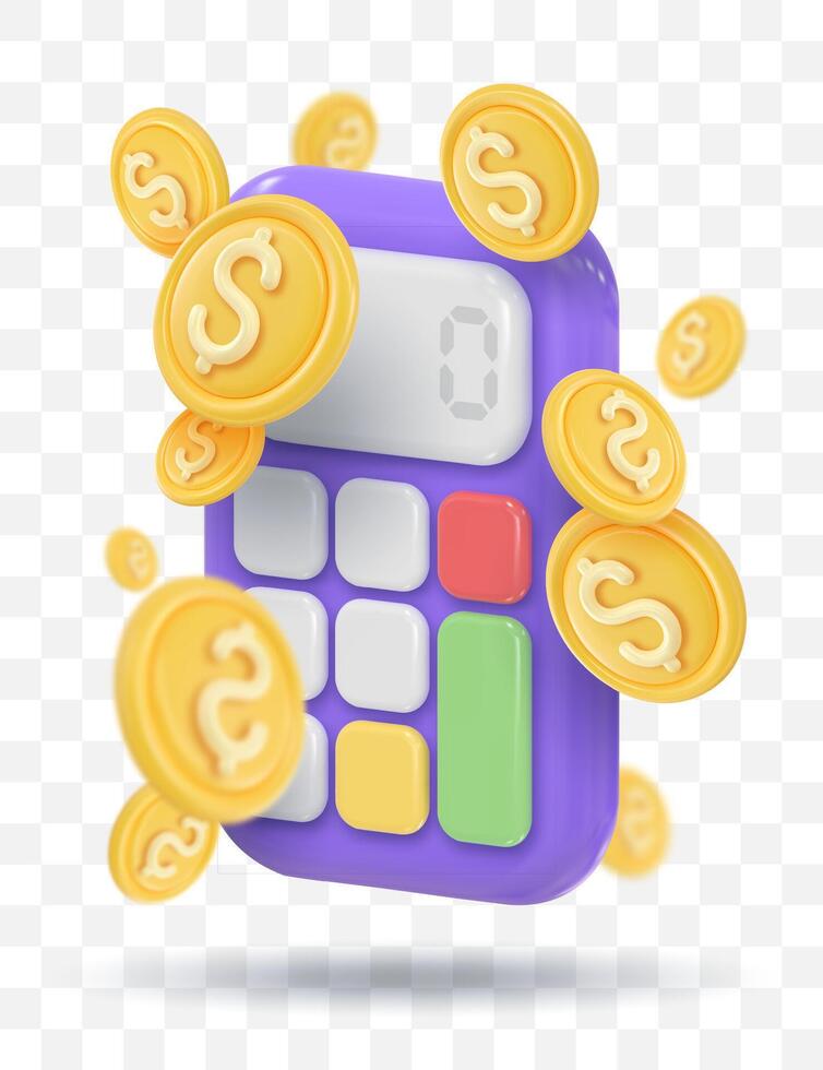 3d ícone calculadora. conceito do financeiro gestão vetor