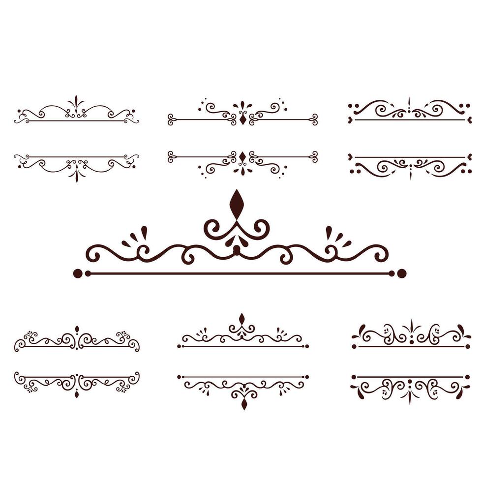 ornamentado vintage quadros e rolagem elementos. clássico caligrafia redemoinhos, swashes, floral motivos. Boa para cumprimento cartões, Casamento convites, restaurante cardápio, real certificados e gráfico Projeto. vetor