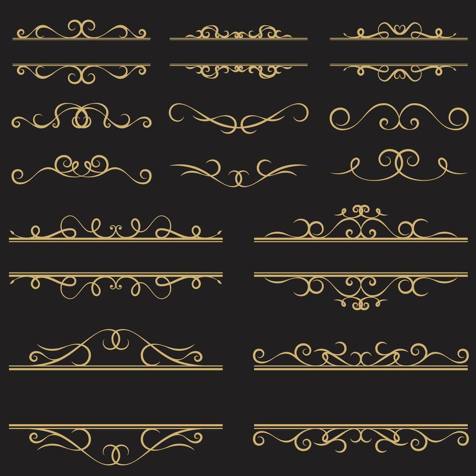 vintage tipográfico decorativo enfeite Projeto elementos conjunto ilustração. etiquetas e Distintivos, retro fitas, luxo chique logotipo símbolos, elegante caligráfico redemoinhos, floresce ornamentado vinhetas. vetor