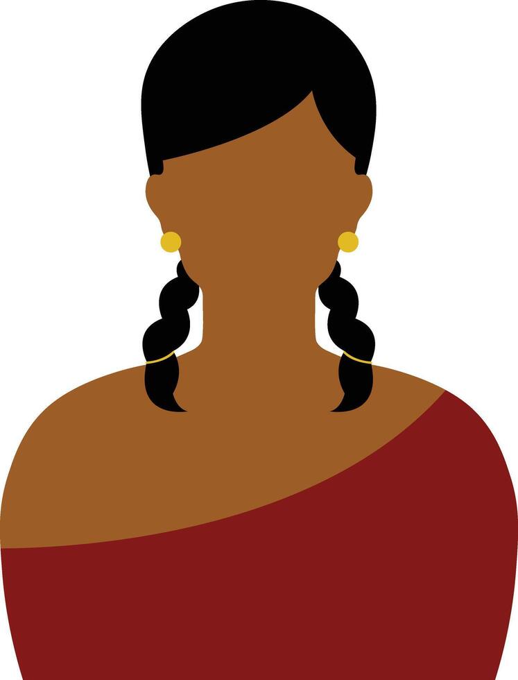 africano mulher avatar dentro plano Projeto. isolado ilustração em branco fundo. vetor