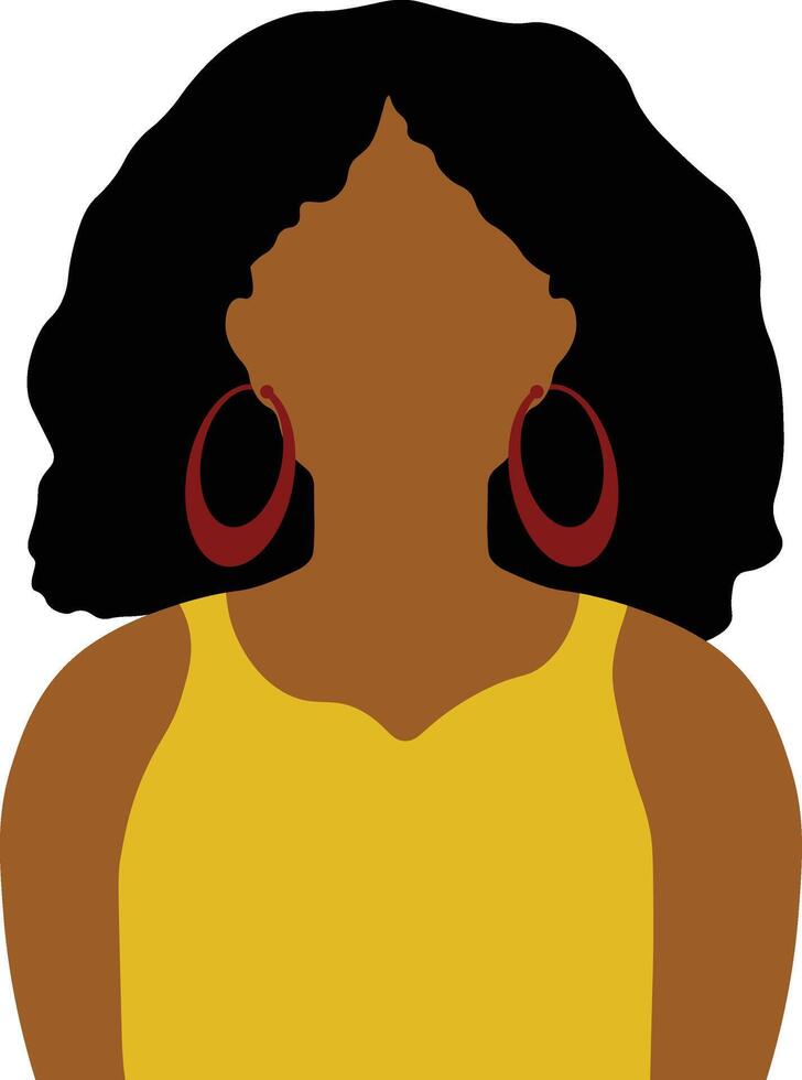 africano mulher avatar dentro plano Projeto. isolado ilustração em branco fundo. vetor