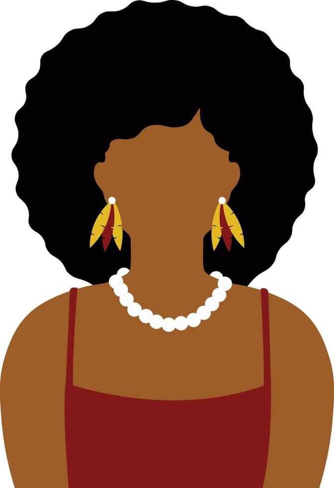 africano mulher avatar dentro plano Projeto. isolado ilustração em branco fundo. vetor