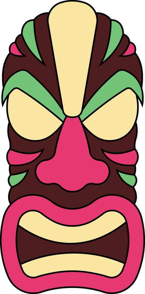 ilustração do étnico tiki mascarar. havaiano totem cultura dentro desenho animado Projeto vetor