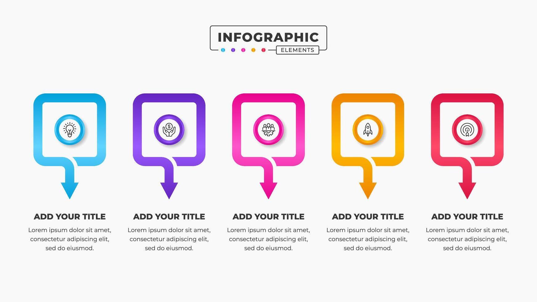 o negócio seta infográfico apresentação Projeto modelo com 5 passos ou opções vetor