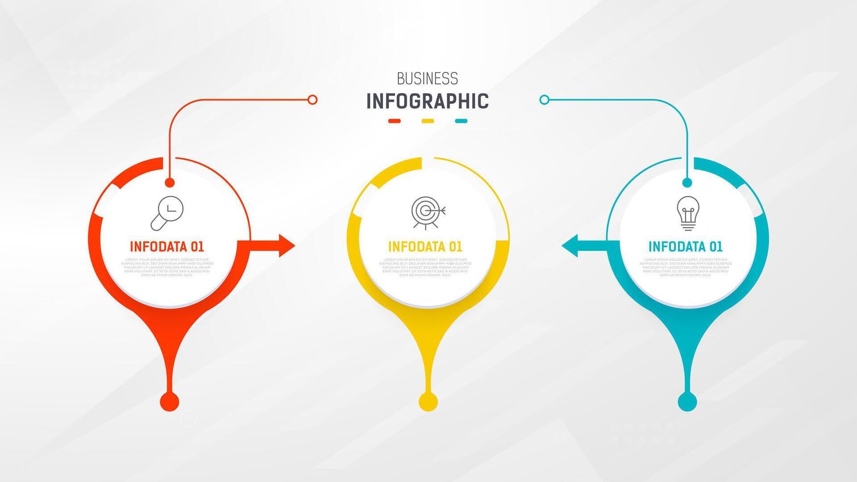 três degrau infográfico rótulo Projeto modelo com linha ícones. processo passos diagrama, apresentações, fluxo de trabalho disposição, bandeira, fluxo gráfico, informação gráfico ilustração. vetor