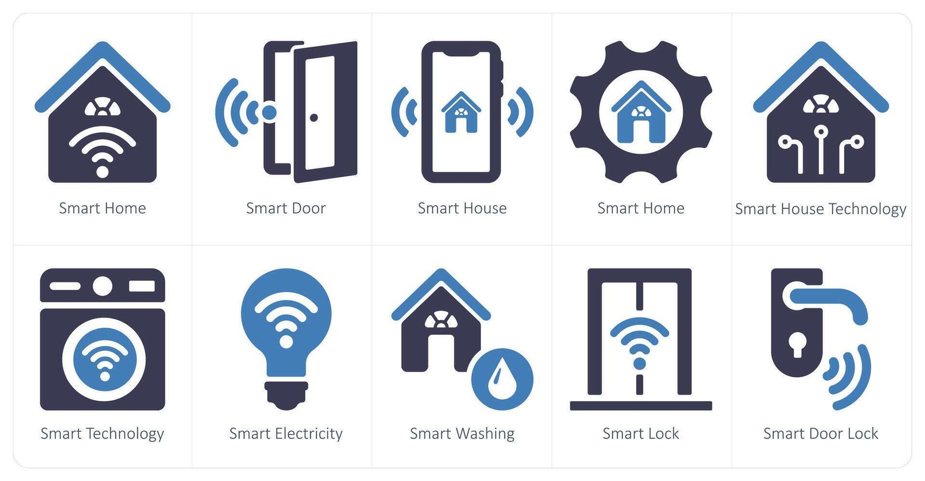 uma conjunto do 10 inteligente casa ícones Como inteligente lar, inteligente porta, inteligente casa vetor