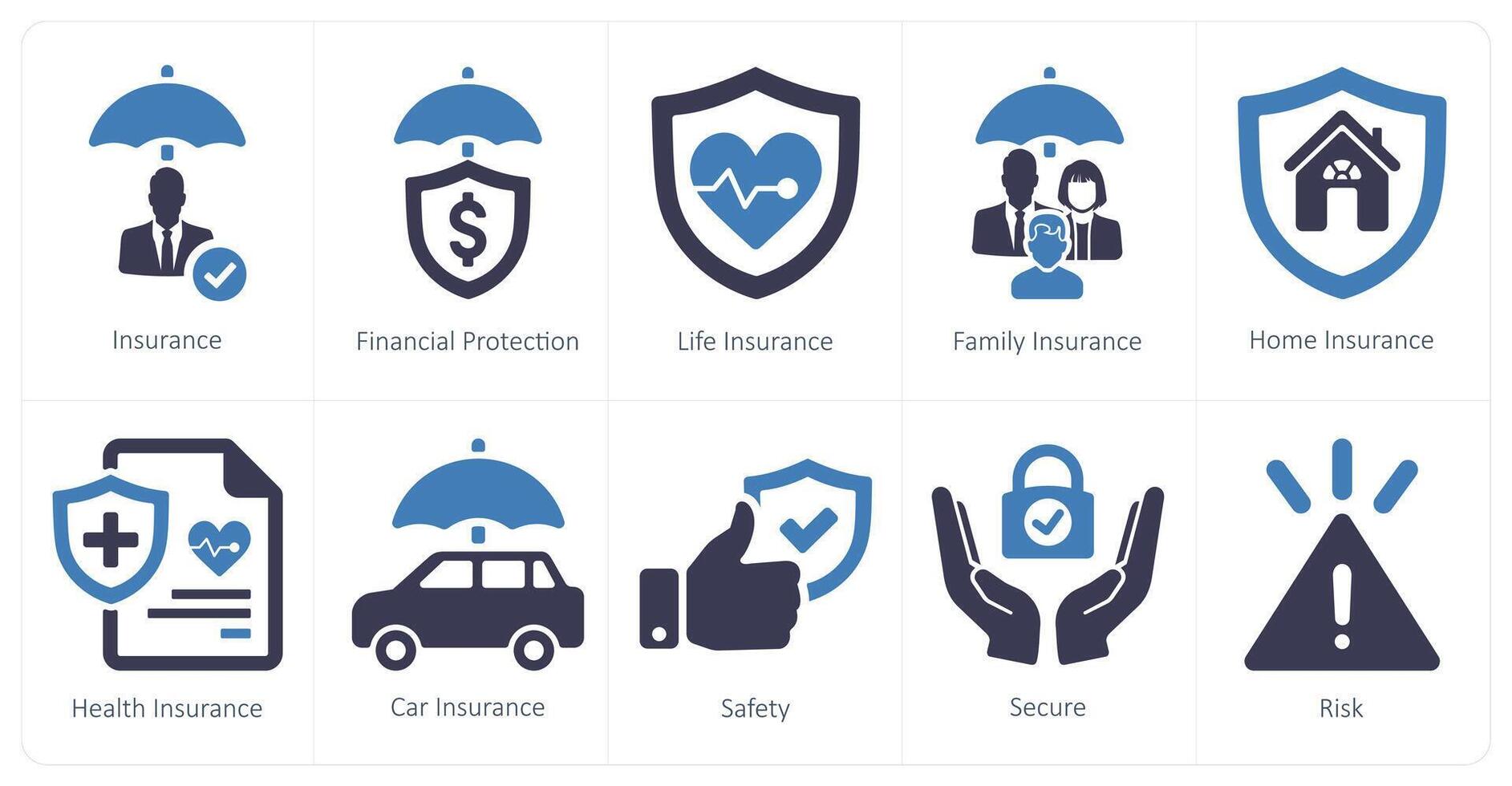 uma conjunto do 10 seguro ícones Como financeiro proteção, vida seguro vetor