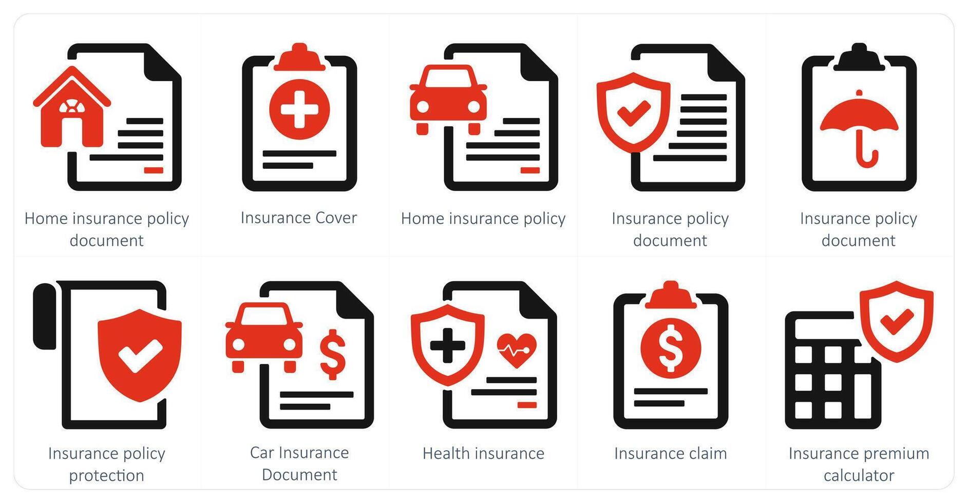 uma conjunto do 10 seguro ícones Como casa seguro política documento, seguro cobrir, casa seguro política vetor