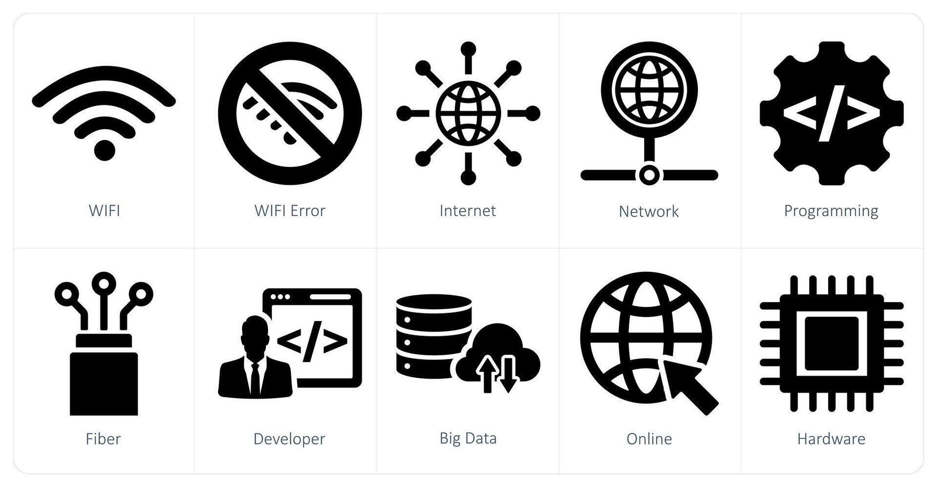 uma conjunto do 10 Internet computador ícones Como Wi-fi, Wi-fi erro, Internet vetor