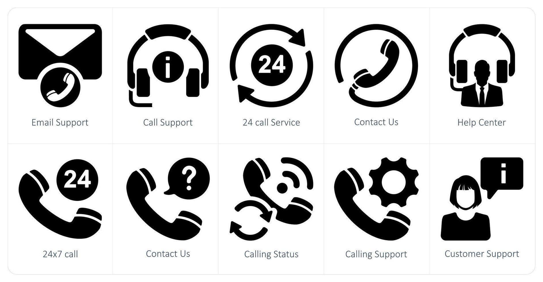 uma conjunto do 10 cliente Apoio, suporte ícones Como o email apoiar, ligar apoiar, 24 ligar serviço vetor