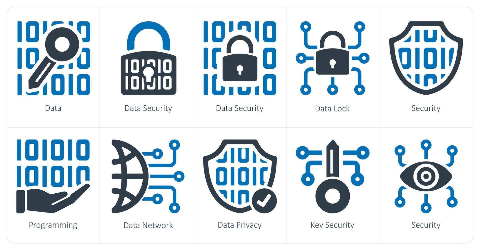 uma conjunto do 10 segurança ícones Como dados, dados segurança, dados trava vetor