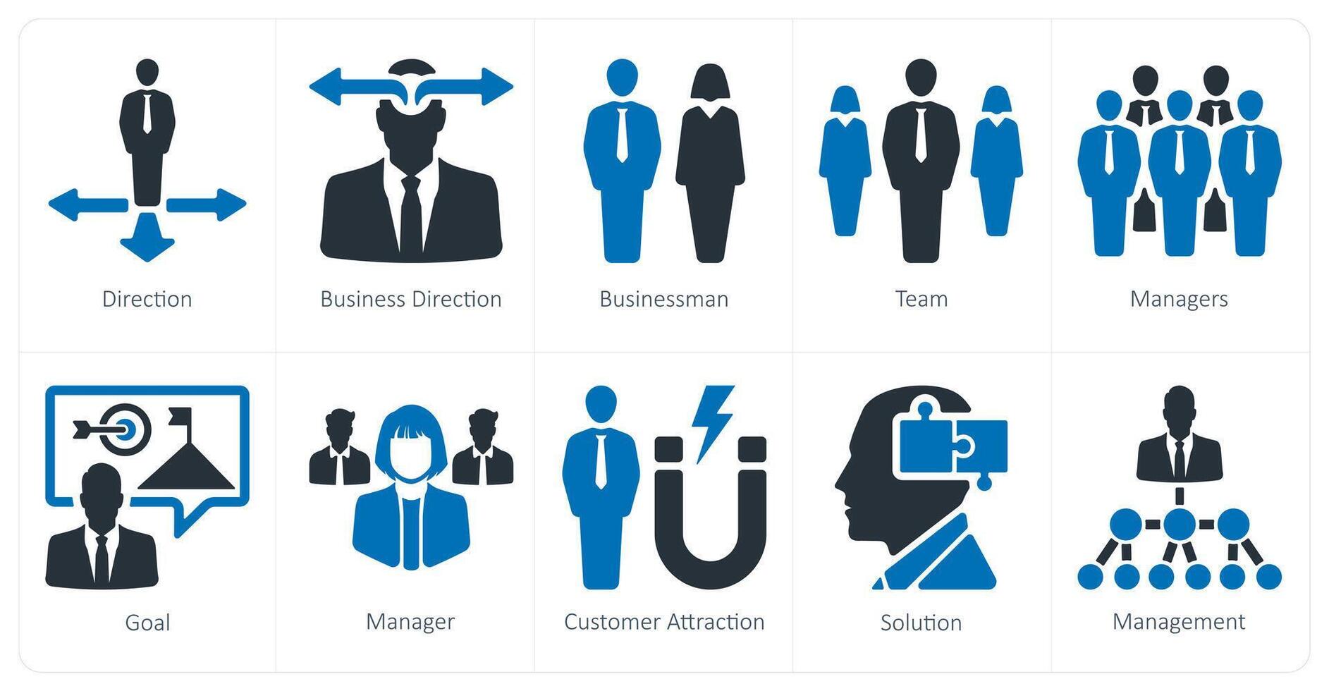 uma conjunto do 10 Liderança ícones Como direção, o negócio direção, homem de negocios vetor