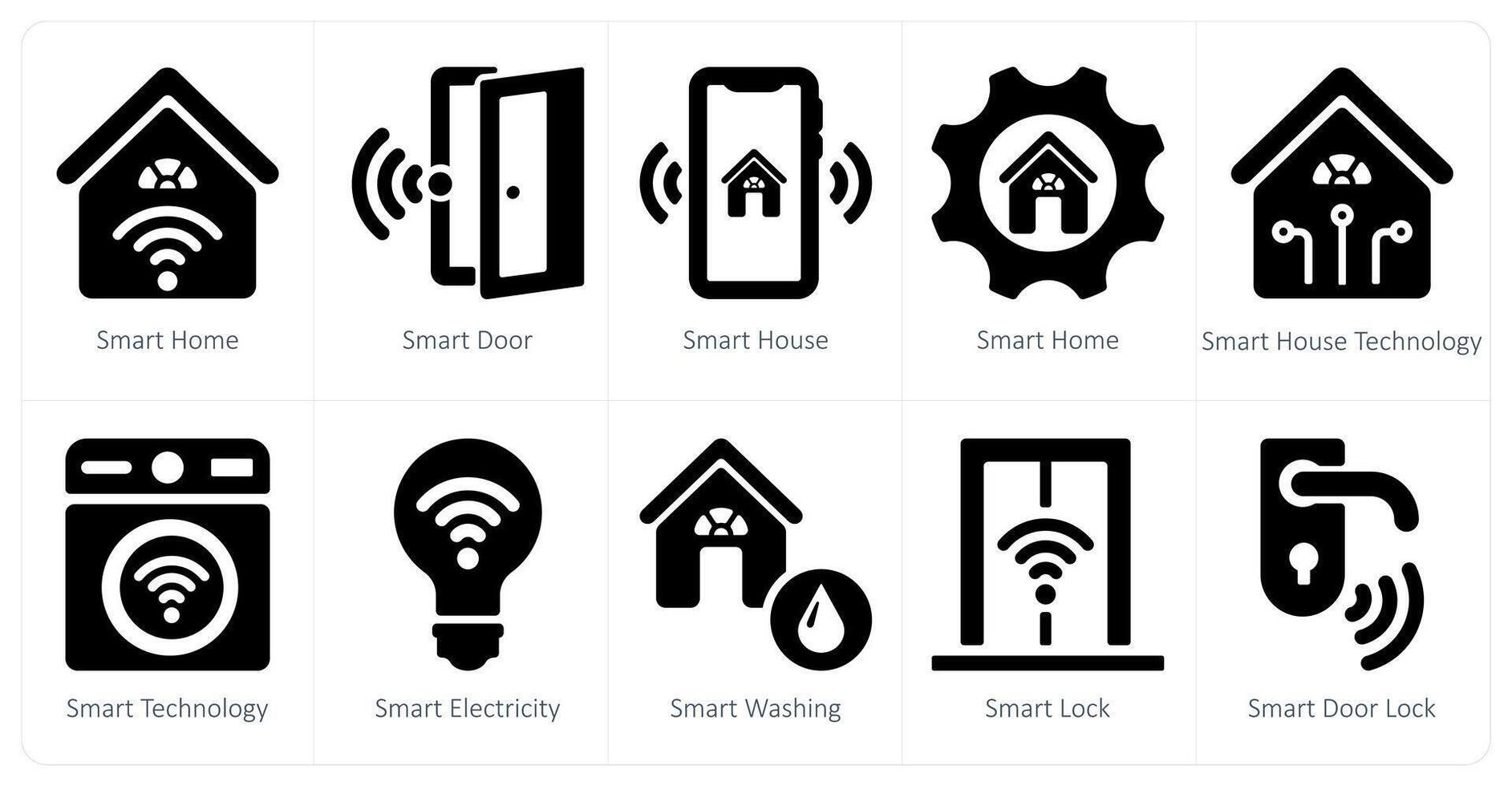 uma conjunto do 10 inteligente casa ícones Como inteligente lar, inteligente porta, inteligente casa vetor